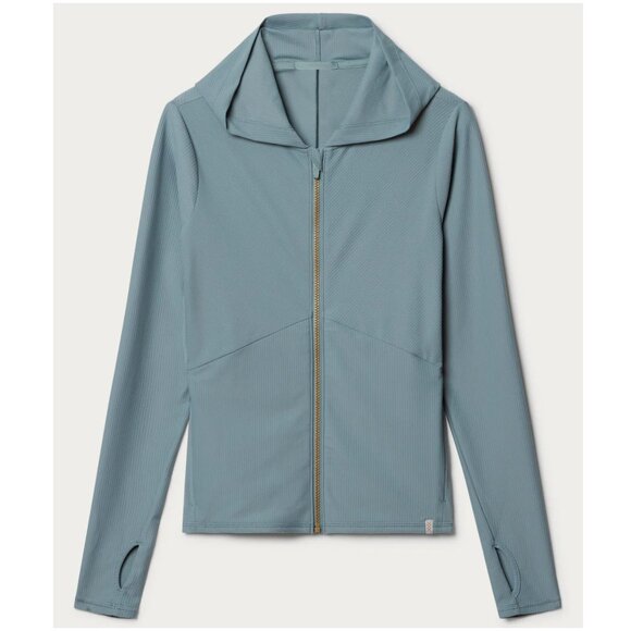 RHONE Ripple Full Zip Hoodie jacket size M medium Blue Hue ribbed thumbholes - Picture 4 of 8